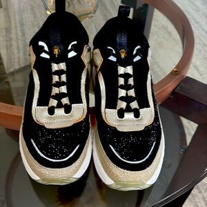Stylish Black and Gold Women's Sneakers